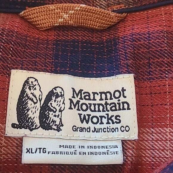Marmot Fairfax Midweight Flannel Plaid Shirt Color: Red Ochre Size XL - Picture 9 of 13